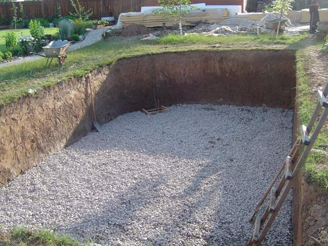 бассейн бетонный песчано-гравийная подушка