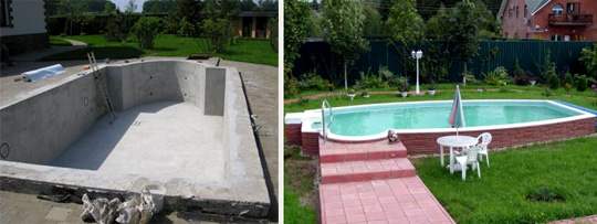 бассейн из бетона на даче